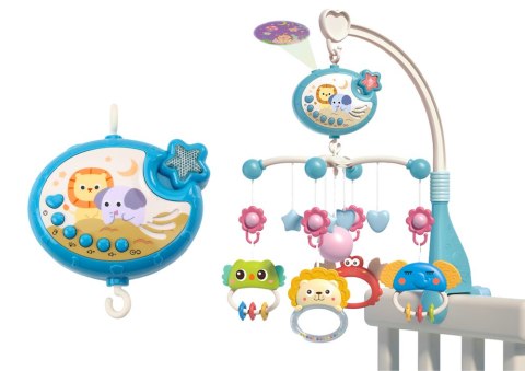 Karuzela Do Łóżeczka Projektor Pozytywka Lampka 400 Kołysanek Niebieska LEAN Toys