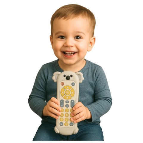 Pilot Interaktywny Dla Malucha Sylikonowa Obudowa Koala Beżowy LEAN Toys