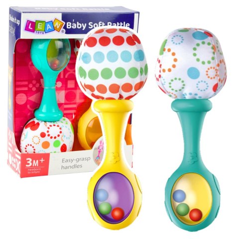 Zestaw Grzechotki Z Miękką Piłeczką Wzorki Żółta Zielona 2szt LEAN Toys
