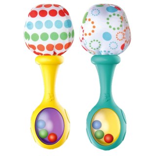 Zestaw Grzechotki Z Miękką Piłeczką Wzorki Żółta Zielona 2szt LEAN Toys