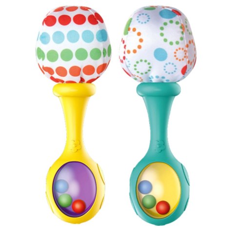 Zestaw Grzechotki Z Miękką Piłeczką Wzorki Żółta Zielona 2szt LEAN Toys