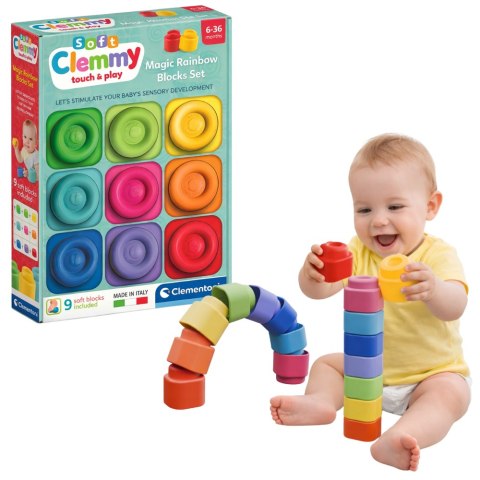 Clemmy Magiczna Tęcza Klocki 9 Elementów Miękki Sensoryczne Clementoni 17604 Clementoni
