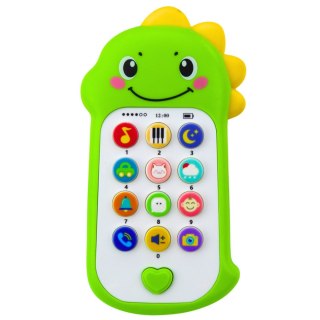 Interaktywny Telefon Edukacyjny Dla Malucha Dźwięki Melodie Dinozaur Zielony LEAN Toys