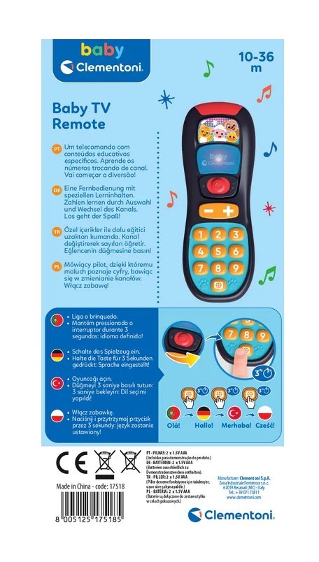 Mówiący Dziecięcy Pilot TV Język Polski Niemiecki Turecki Portugalski Clementoni 17518 Clementoni