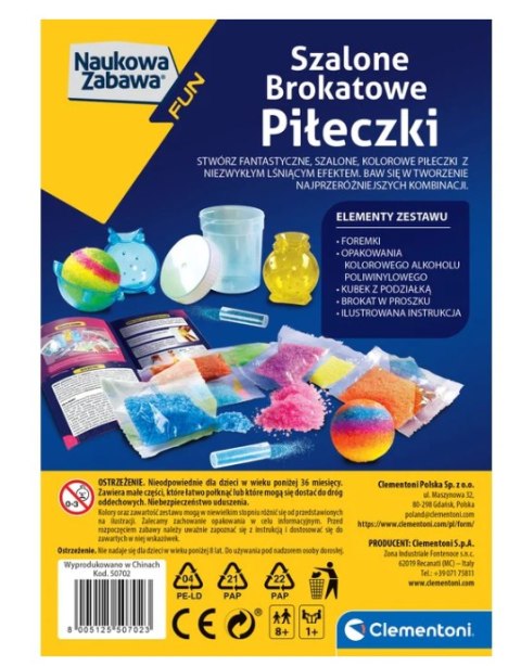 Naukowa Zabawa Mini Laboratorium Szalone Brokatowe Piłeczki Język Polski Clementoni 50702 Clementoni