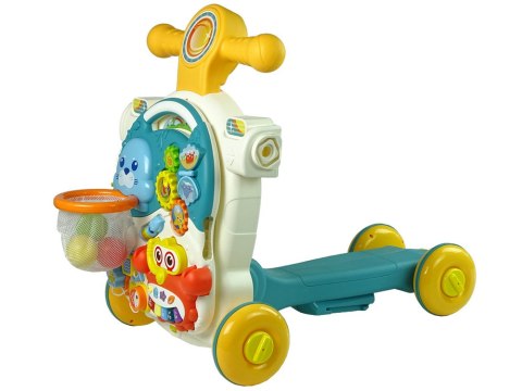 Pchacz 4w1 Stolik Edukacyjny Hulajnoga Rower Dla Dzieci Niebieski LEAN Toys