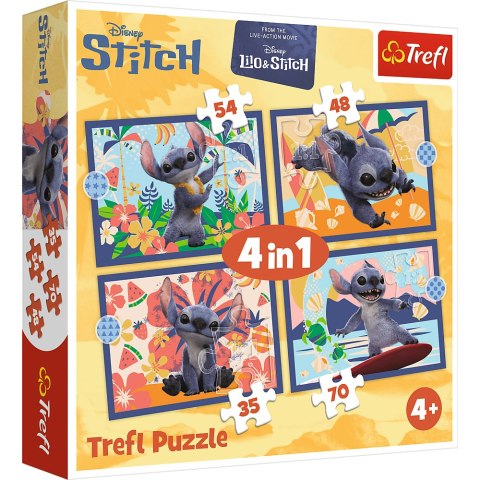 Puzzle - 4w1 (25, 48, 54, 70) - Wakacje na Hawajach - Disney Stitch - Trefl 34666 Trefl Puzzle