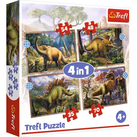Puzzle - 4w1 (35, 48, 54, 70) - Ciekawe dinozaury - Trefl 34383 Trefl Puzzle