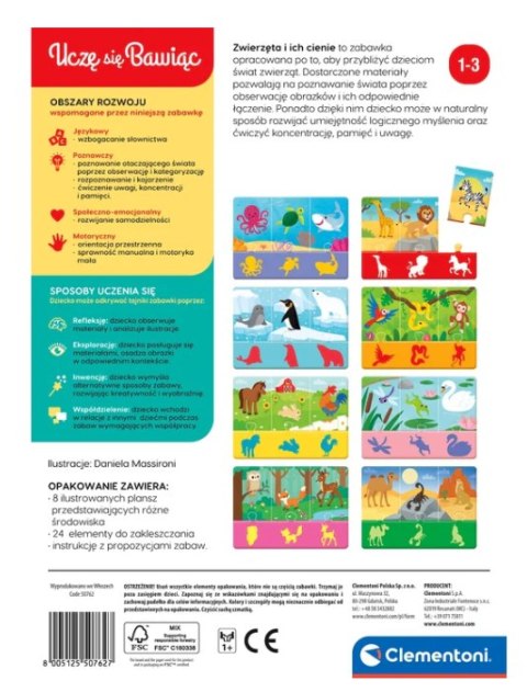 Puzzle Zwierzęta i Ich Cienie Uczę się Bawiąc Język Polski Clementoni 50762 Clementoni