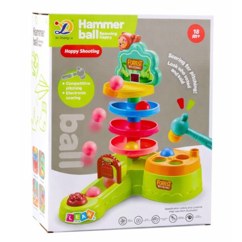 Tor Dla Kulek Interaktywna Zjeżdżalnia Sensoryczna Katapulta Młotek LEAN Toys