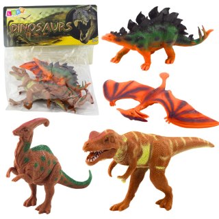 Zestaw Figurki Dinozaurów T-Rex Pteranodon Stegosaurus Parasaurolophus 4szt LEAN Toys