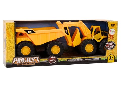 Zestaw Maszyn Budowlanych Koparka Wywrotka Ruchome Żółty LEAN Toys