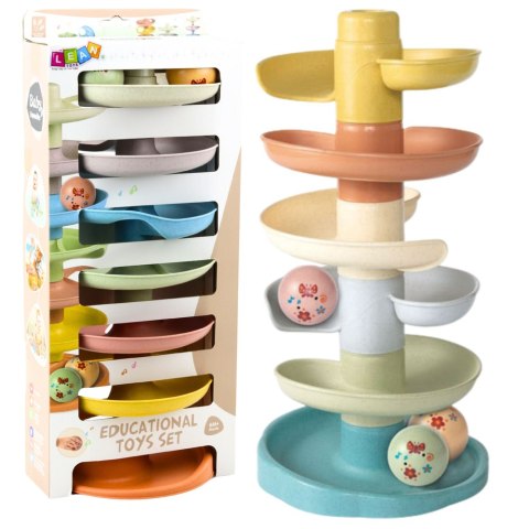 Zjeżdżalnia Tor Dla Kulek Edukacyjna Kulki z Grzechotkami 7 Poziomów LEAN Toys