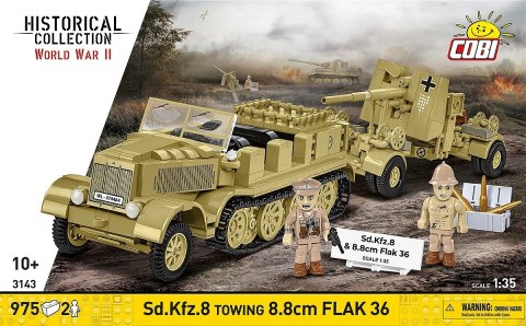 Klocki Sd.Kfz.8 Towing 8.8 cm Flak 36, 975 elementów Cobi Klocki
