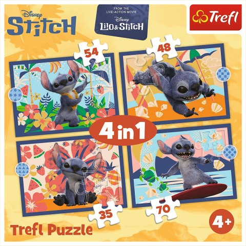 Puzzle - 4w1 (25, 48, 54, 70) - Wakacje na Hawajach - Disney Stitch - Trefl 34666 Trefl Puzzle