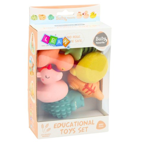 Zestaw Gumowe Zwierzątka Edukacyjne Do Kąpieli Zabawy Pastelowe 6 szt. LEAN Toys