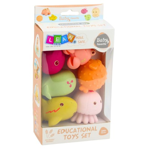 Zestaw Gumowe Zwierzątka Morskie Edukacyjne Do Kąpieli Zabawy 6 szt. LEAN Toys