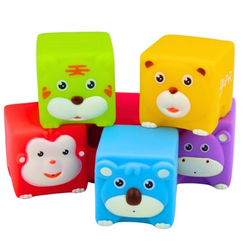 Zestaw Miękkie Klocki Gumowe Zwierzątka Edukacyjne Kolorowe 6 szt. LEAN Toys