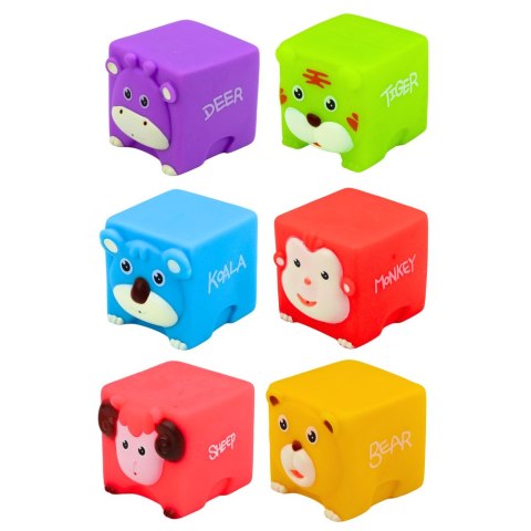 Zestaw Miękkie Klocki Gumowe Zwierzątka Edukacyjne Kolorowe 6 szt. LEAN Toys
