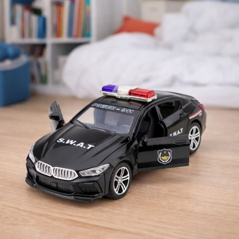 Auto Jednostki Specjalnej SWAT Otwierane Drzwi Napęd Światła Dźwięki Czarny LEAN Toys