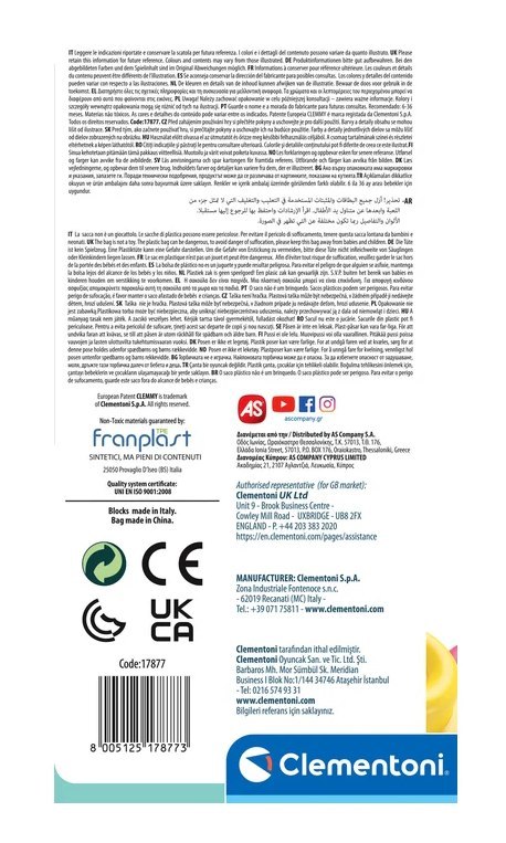 Clemmy Kolorowy Zestaw Woreczek 20 Miękkich Klocków Clementoni 17877 Clementoni