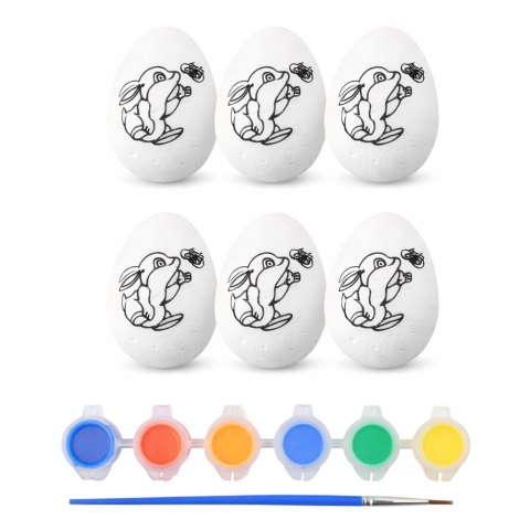Jajka Wielkanocne Styropianowe Do Malowania Farbki Wzór Zając 6szt LEAN TOYS