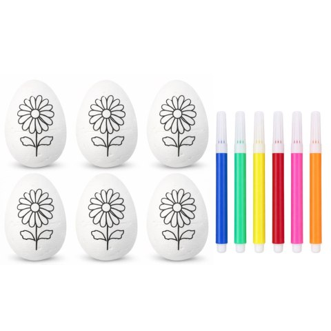 Jajka Wielkanocne Styropianowe Do Malowania Pisaki Wzór Kwiat D 6szt LEAN TOYS