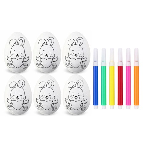 Jajka Wielkanocne Styropianowe Do Malowania Pisaki Wzór Zając E 6szt LEAN TOYS