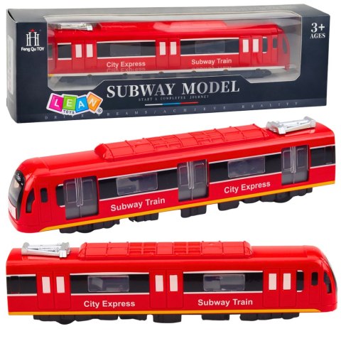 Metro Pociąg City Express Otwierane Drzwi Światła Dźwięki Czerwony LEAN Toys
