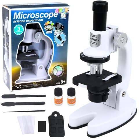 Mikroskop Zestaw Edukacyjny Dla Dzieci Zoom 1200x Akcesoria Biały LEAN Toys