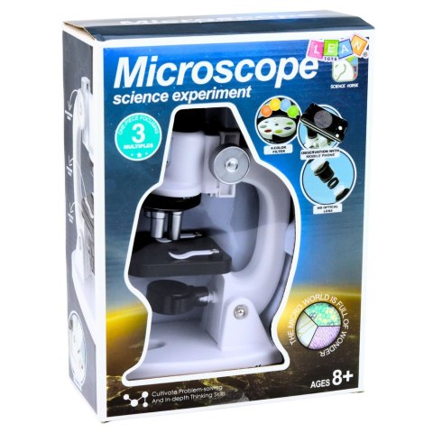 Mikroskop Zestaw Edukacyjny Dla Dzieci Zoom 1200x Akcesoria Biały LEAN Toys