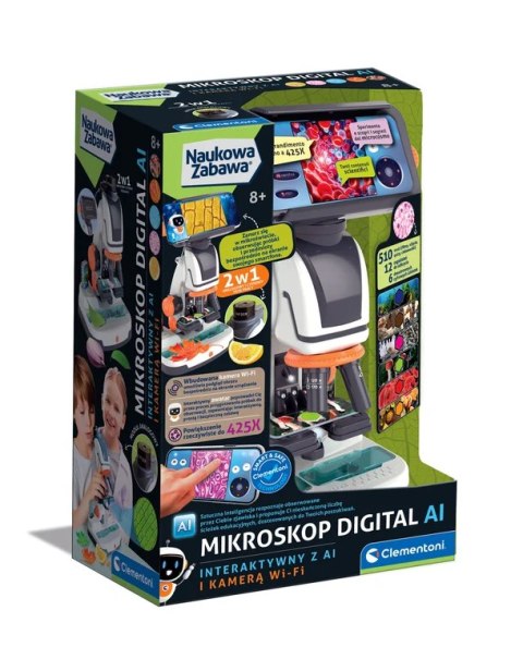 Naukowa Zabawa Mikroskop Digital Interaktywny z AI i Kamerą Wi-Fi Język Polski Clementoni 50406 Clementoni
