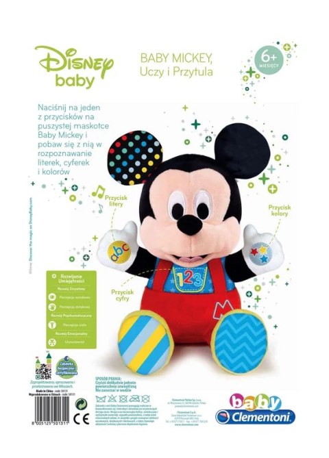 Pluszowy Interaktywny Disney Baby Miki Uczy i Przytula Język Polski Clementoni 50131 Clementoni