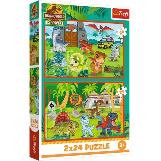Puzzle - 2x24 - Małe dinozaury - Universal Jurassic World - Trefl 34437 Trefl Puzzle