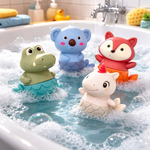Zestaw Zabawki Do Kąpieli Zwierzątka Syrenki Gumowe 4 szt. LEAN Toys