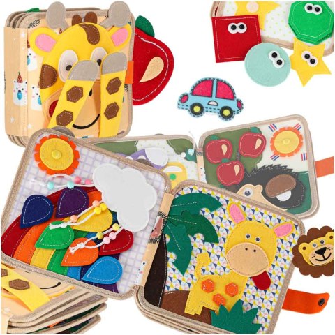 Książeczka sensoryczna edukacyjna filcowa 3D manipulacyjna ruchome elementy żyrafa Kik Sp. z o. o. Sp. k.