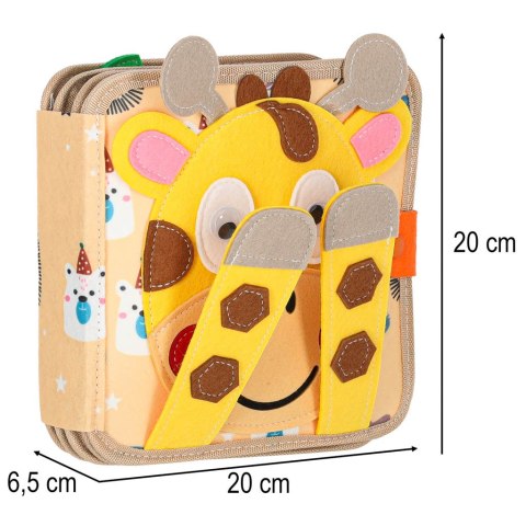 Książeczka sensoryczna edukacyjna filcowa 3D manipulacyjna ruchome elementy żyrafa Kik Sp. z o. o. Sp. k.
