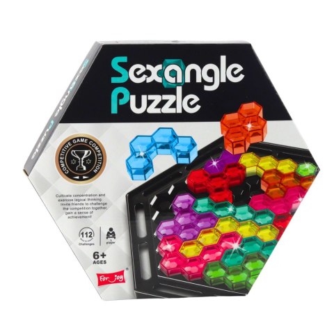 Łamigłówka Logiczna Sexangle Puzzle Tetris 16 Klocków 112 Zadań LEAN Toys