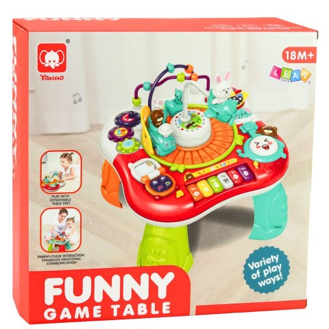 Stolik Edukacyjny Interaktywny Panel Muzyczny Pianinko 2w1 Turkusowy LEAN Toys