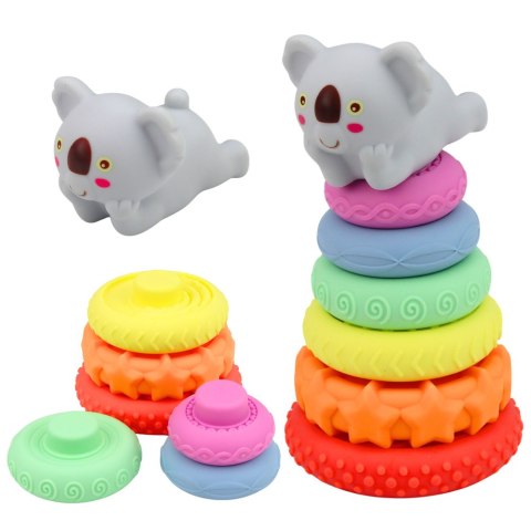 Zestaw Zabawki Sensoryczne Dla Malucha Piramidka Piłki Gumowe 16 el. LEAN Toys