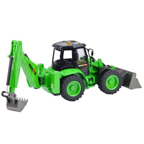 Koparko Ładowarka Zdalnie Sterowana RC Światła Dźwięk Zielona Huina 1:14 HUINA