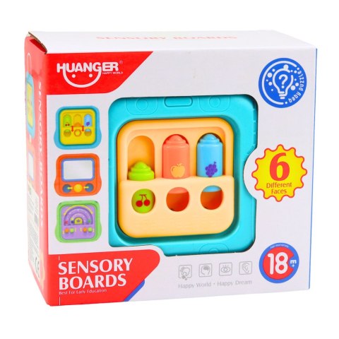 Kostka Sensoryczna Edukacyjna Panele Manipulacyjne 6 Aktywności LEAN Toys