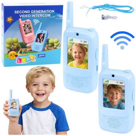Krótkofalówki Dla Dzieci Wideo Rozmowa Nagrywanie Aparat Niebieskie LEAN Toys