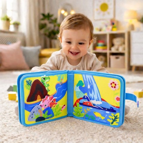 Książeczka Edukacyjna Sensoryczna Filcowa 3D Dinozaury LEAN Toys