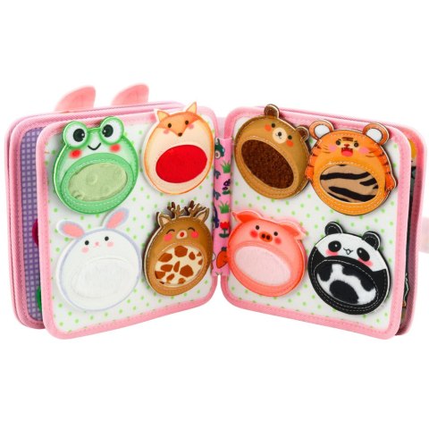 Książeczka Edukacyjna Sensoryczna Filcowa 3D Króliczek Różowy LEAN Toys