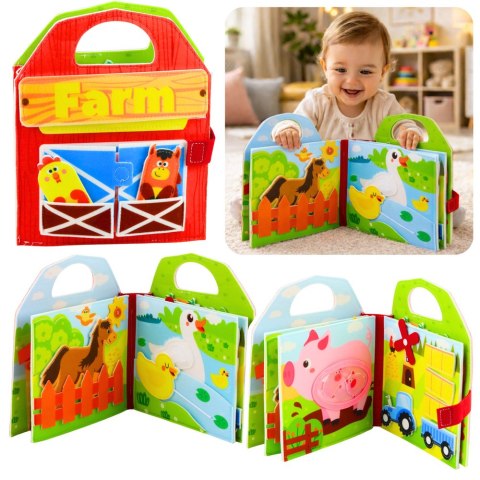 Książeczka Edukacyjna Sensoryczna Filcowa 3D Zwierzęta Domowe Farma LEAN Toys