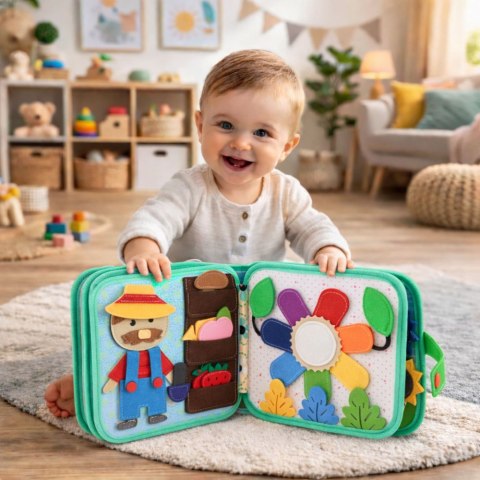 Książeczka Edukacyjna Sensoryczna Filcowa 3D Zwierzęta Domowe Krowa LEAN Toys