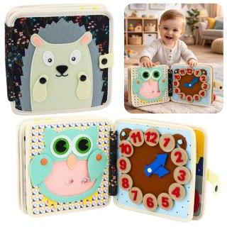 Książeczka Edukacyjna Sensoryczna Filcowa 3D Zwierzęta Jeżyk LEAN Toys