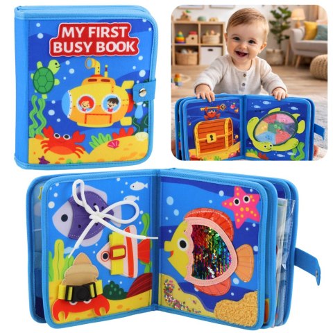 Książeczka Edukacyjna Sensoryczna Filcowa 3D Zwierzęta Morskie LEAN Toys