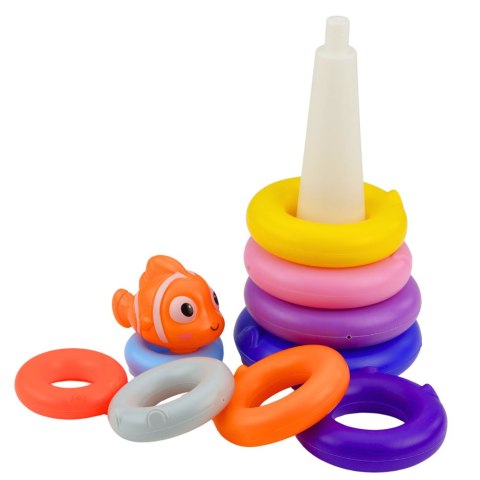 Piramida Edukacyjna Układanka Z Kolorowych Kółek Rybka 10 el. LEAN Toys